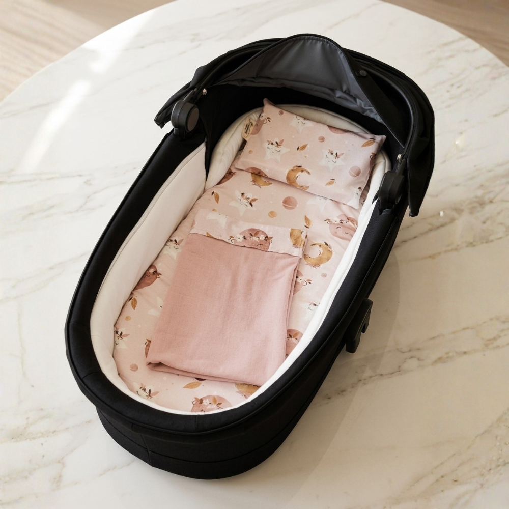 Set navicella personalizzabile in cotone – lenzuolo, federa e coperta