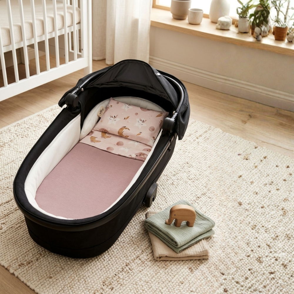 Set navicella personalizzabile in cotone – lenzuolo, federa e coperta