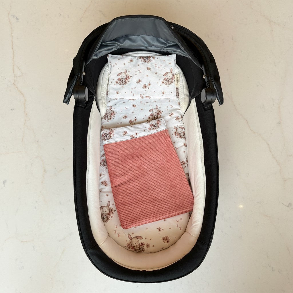 Set navicella personalizzabile in cotone – lenzuolo, federa e coperta