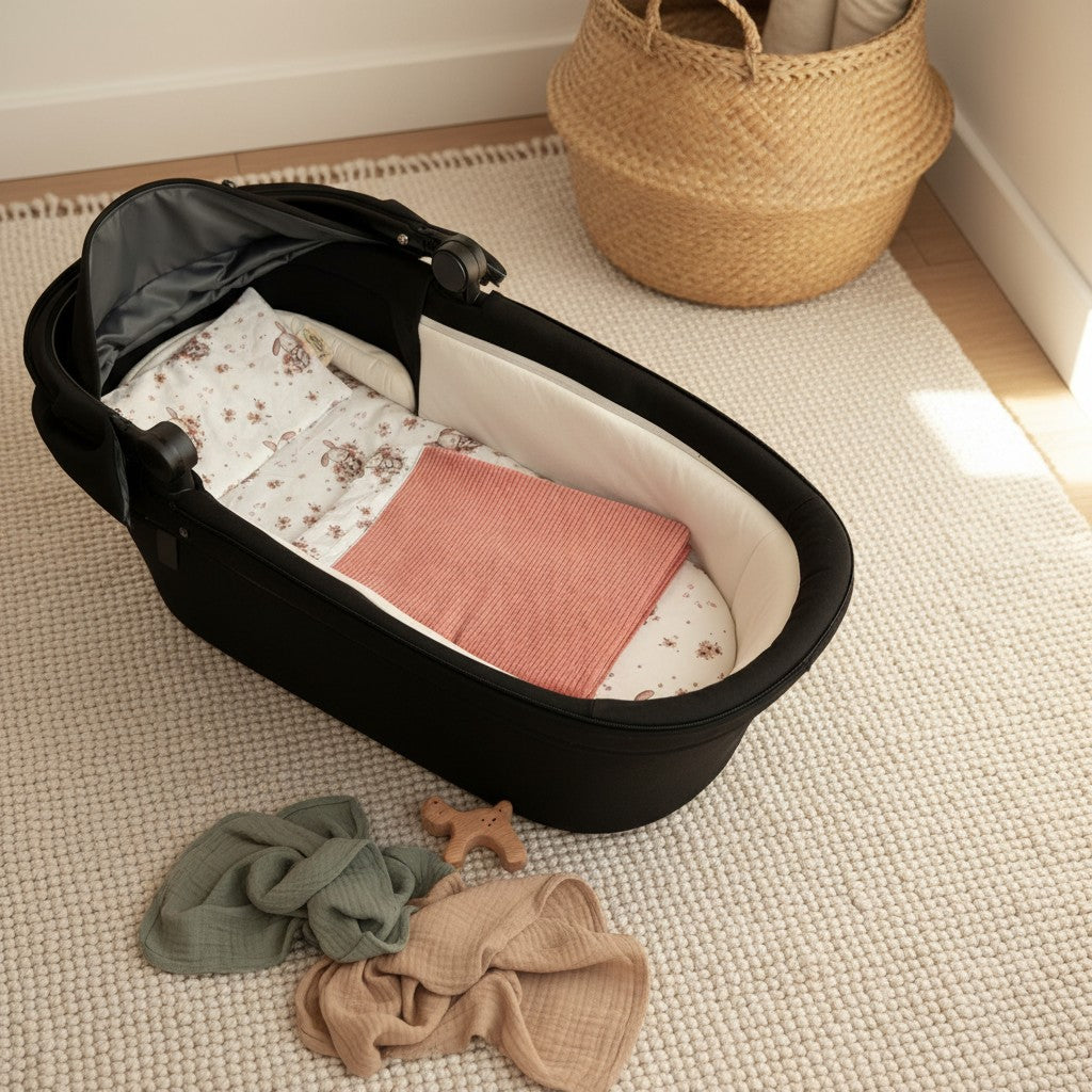 Set navicella personalizzabile in cotone – lenzuolo, federa e coperta