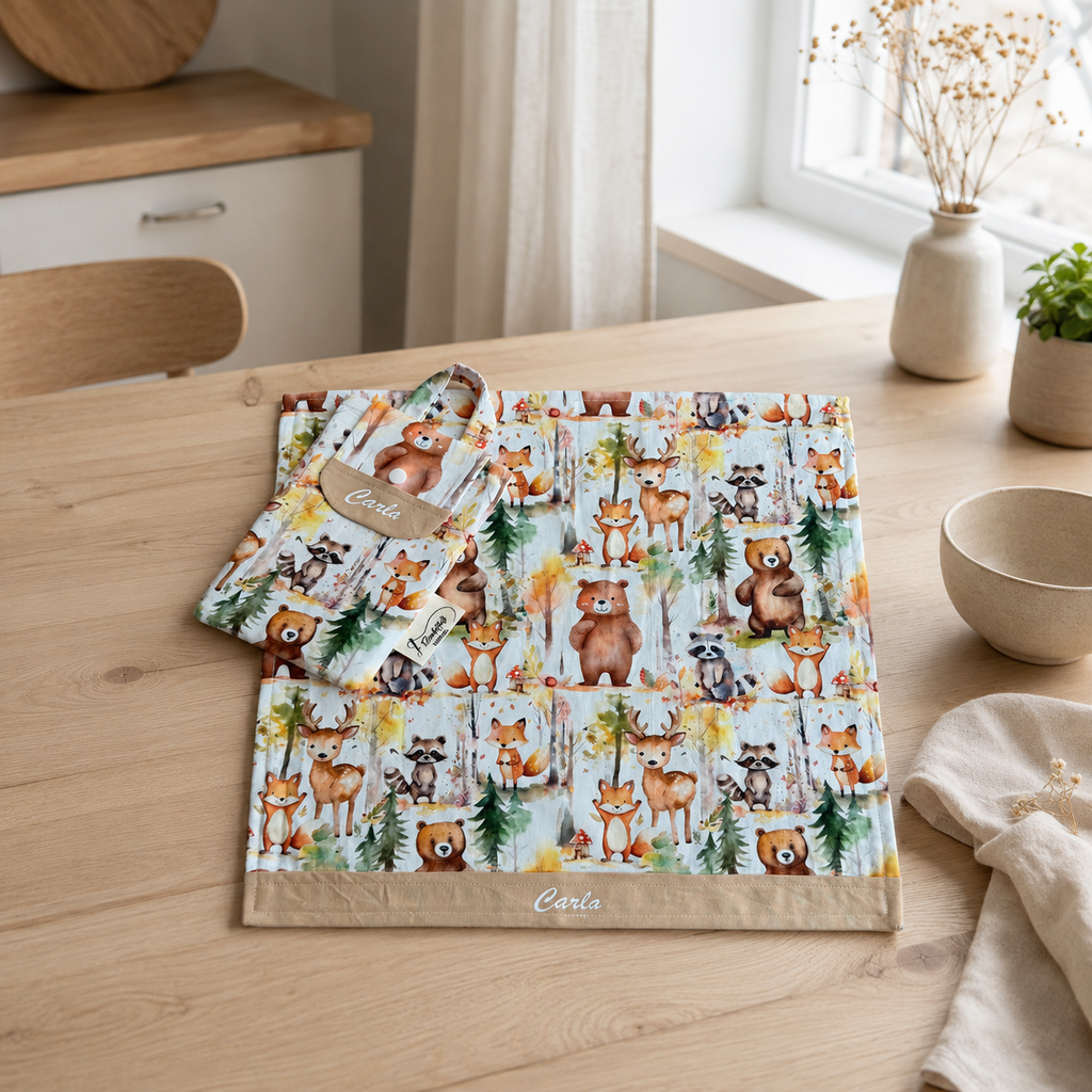 Set pappa personalizzabile - tovagliolo e portatovagliolo per asilo